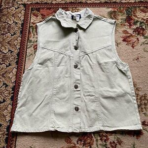 Lord Isaacs sage green denim sleeveless vest